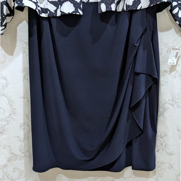 Sequin Floral Jacket Sleeveless Dress Set 24 Navy Surplice Stretch Party Prom - Picture 5 of 9